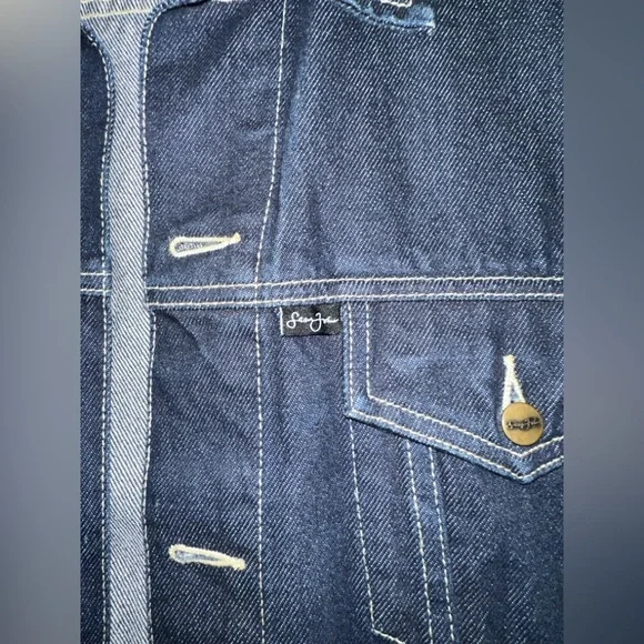 Sean John Dark Indigo Denim Jacket with Contrast Stitching - Picture 5 of 6